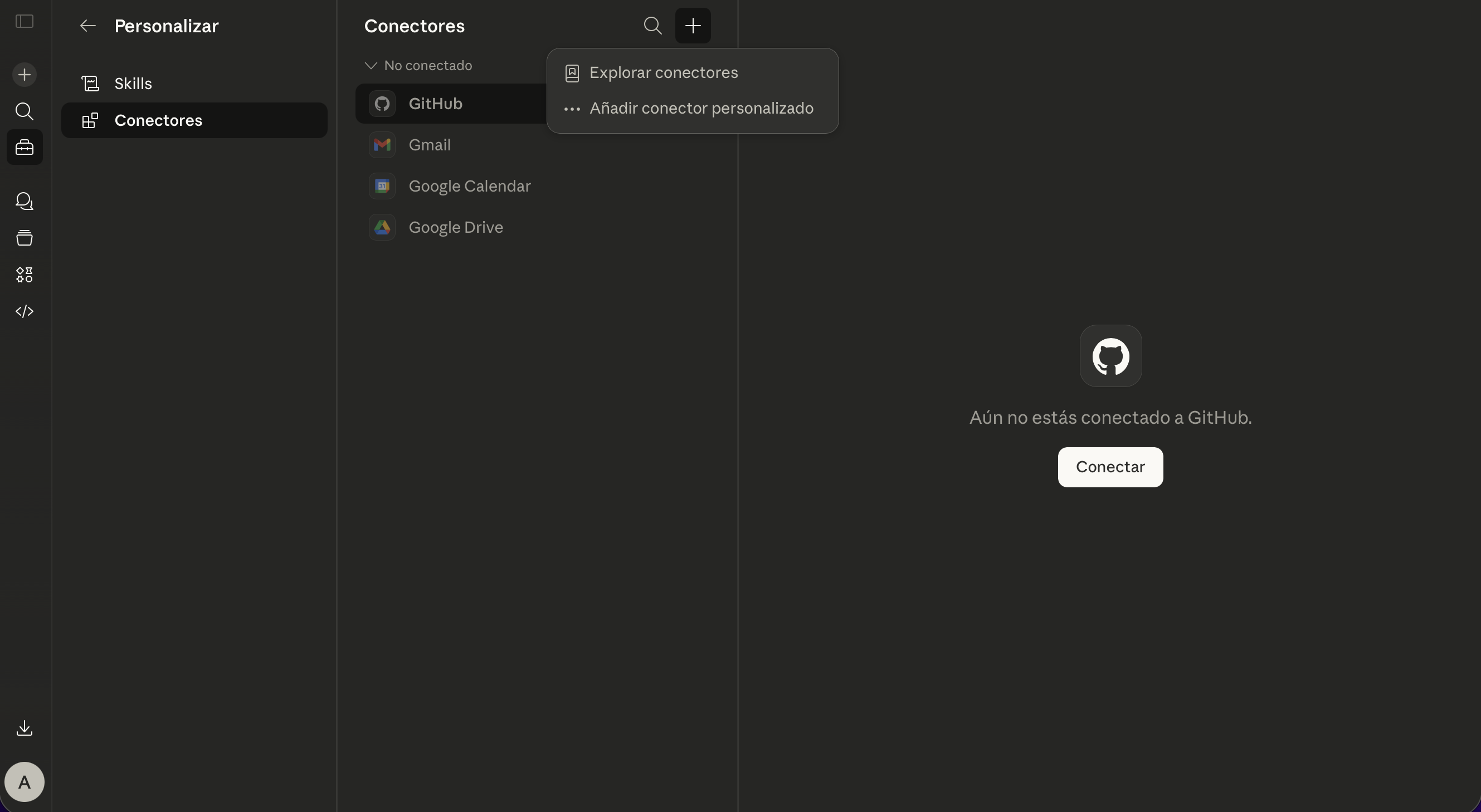 Paso 1 — Ir a Conectores en Claude y agregar conector personalizado